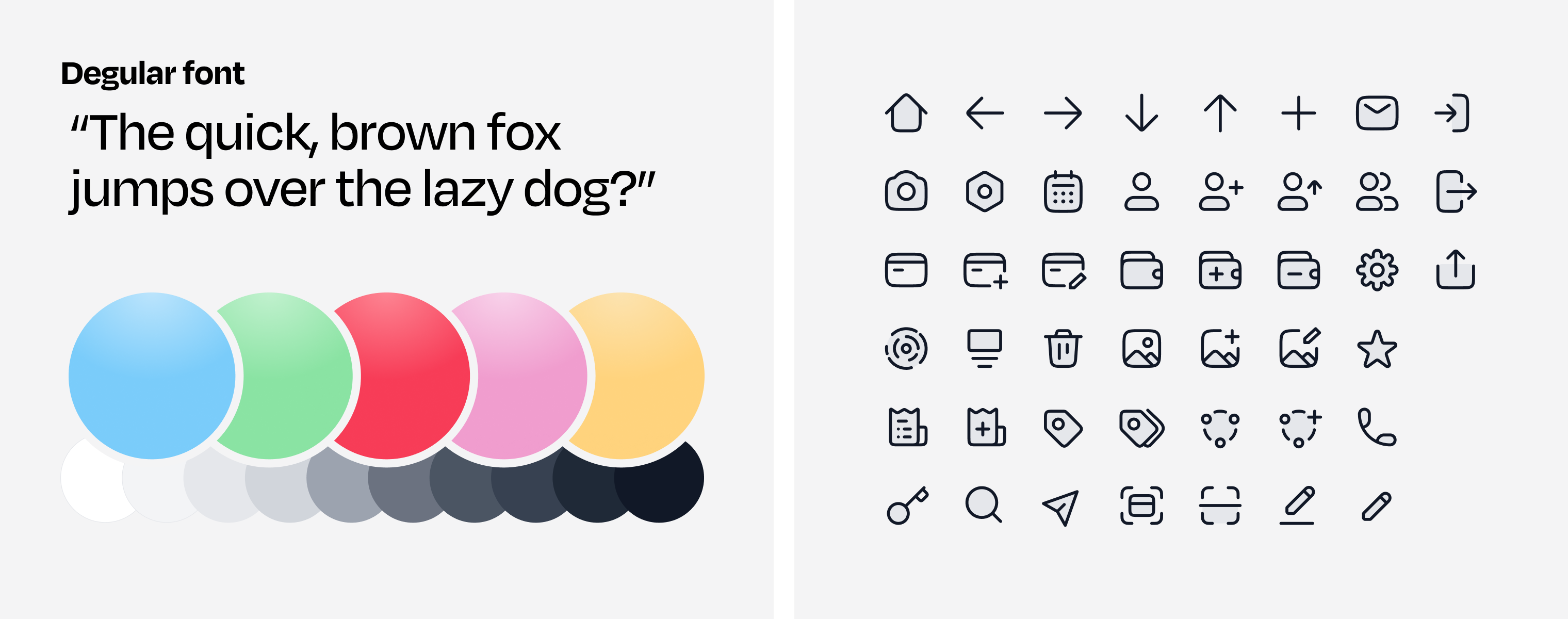 A quirky, grotesque typeface; a vibrant palette; and duotone, rounded icons