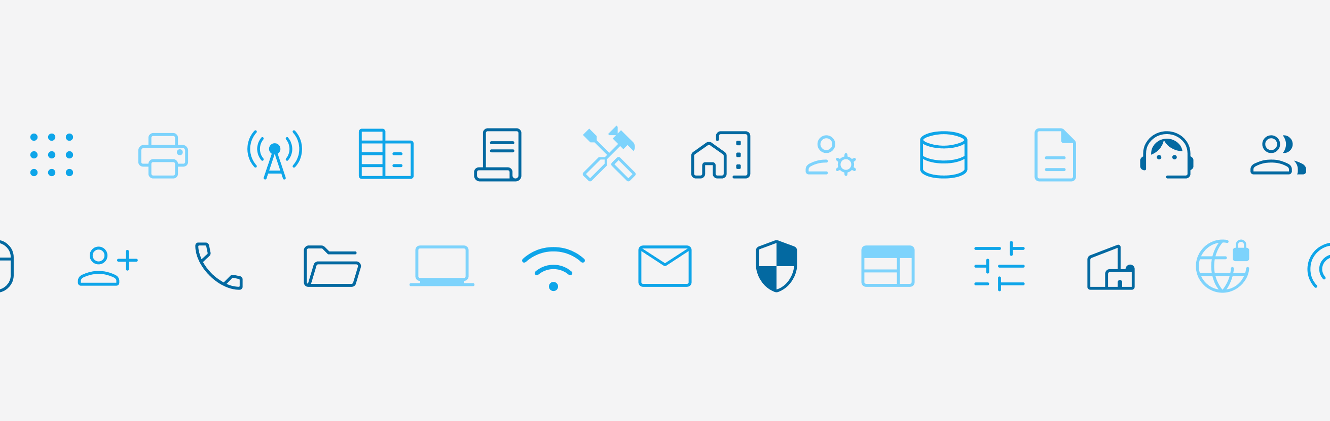 Some icons used for the catalog